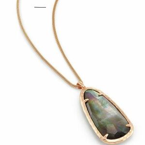 Rose Gold Tone Necklace with I Abalone stone Pendant and Adjustable Length